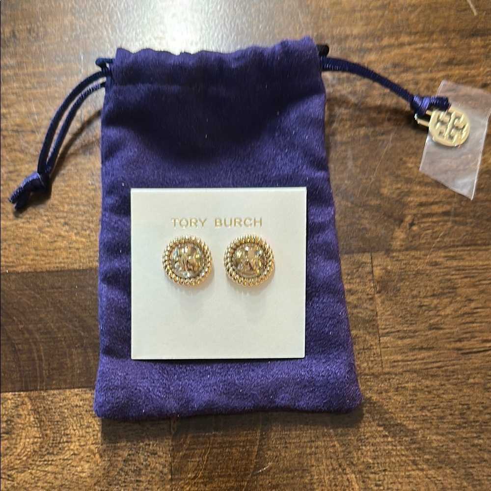 Tory Burch Gold Textured Stud Earrings